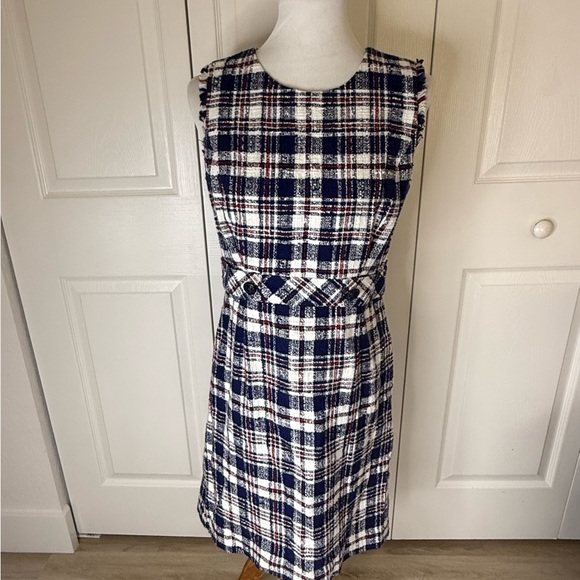 Brooks Brothers Dresses & Skirts - Brooks Brothers Dress Womens 8 Blue Tartain Plaid Sheath Sleeveless Lined Career